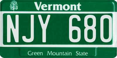 VT license plate NJY680