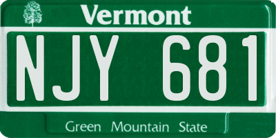 VT license plate NJY681