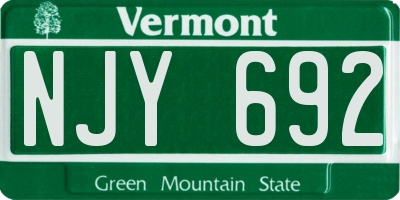 VT license plate NJY692