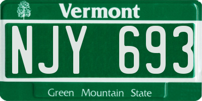 VT license plate NJY693