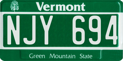VT license plate NJY694