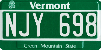 VT license plate NJY698