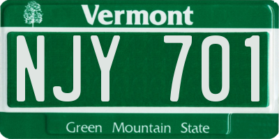 VT license plate NJY701