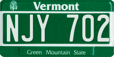 VT license plate NJY702