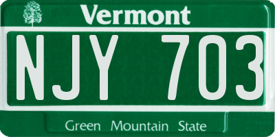 VT license plate NJY703