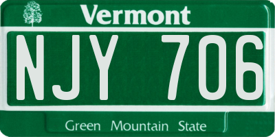 VT license plate NJY706