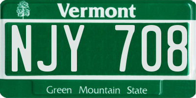 VT license plate NJY708