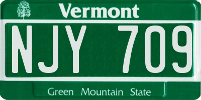 VT license plate NJY709