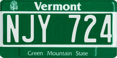 VT license plate NJY724