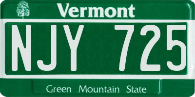VT license plate NJY725