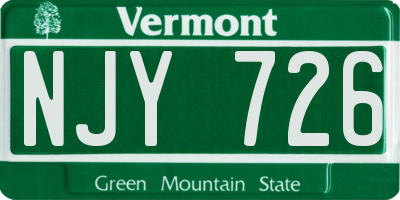 VT license plate NJY726
