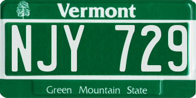VT license plate NJY729