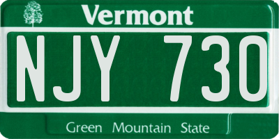 VT license plate NJY730