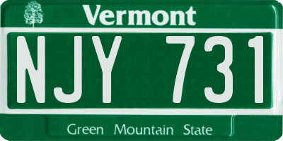 VT license plate NJY731