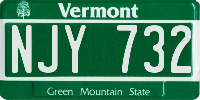 VT license plate NJY732