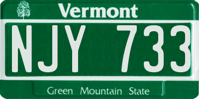 VT license plate NJY733