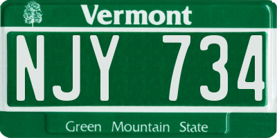 VT license plate NJY734
