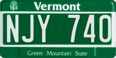 VT license plate NJY740