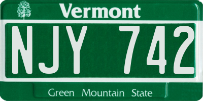 VT license plate NJY742