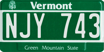 VT license plate NJY743