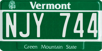 VT license plate NJY744