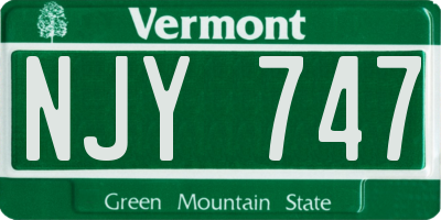 VT license plate NJY747