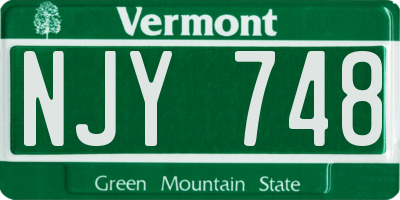 VT license plate NJY748