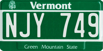 VT license plate NJY749
