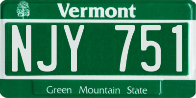 VT license plate NJY751