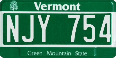 VT license plate NJY754