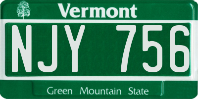 VT license plate NJY756