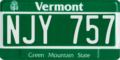 VT license plate NJY757