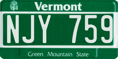 VT license plate NJY759
