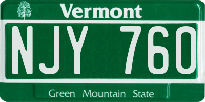 VT license plate NJY760