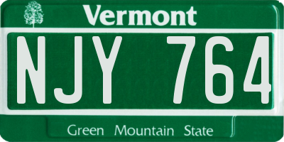 VT license plate NJY764
