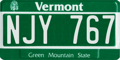 VT license plate NJY767