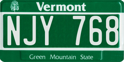 VT license plate NJY768
