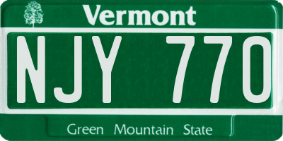 VT license plate NJY770