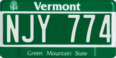 VT license plate NJY774