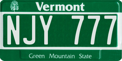 VT license plate NJY777