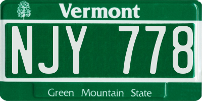 VT license plate NJY778