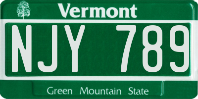 VT license plate NJY789