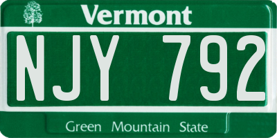 VT license plate NJY792