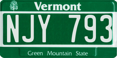 VT license plate NJY793