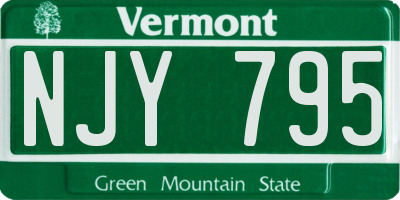 VT license plate NJY795
