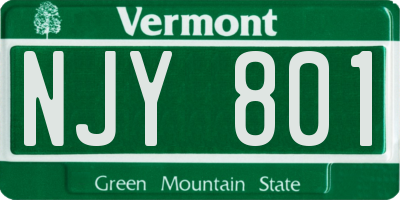 VT license plate NJY801