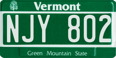 VT license plate NJY802
