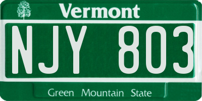 VT license plate NJY803