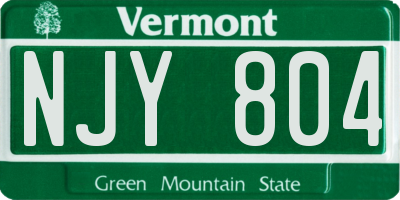 VT license plate NJY804
