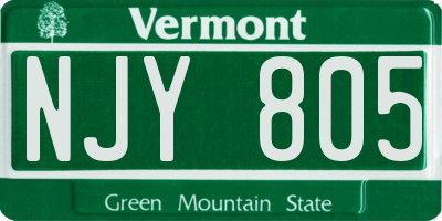 VT license plate NJY805